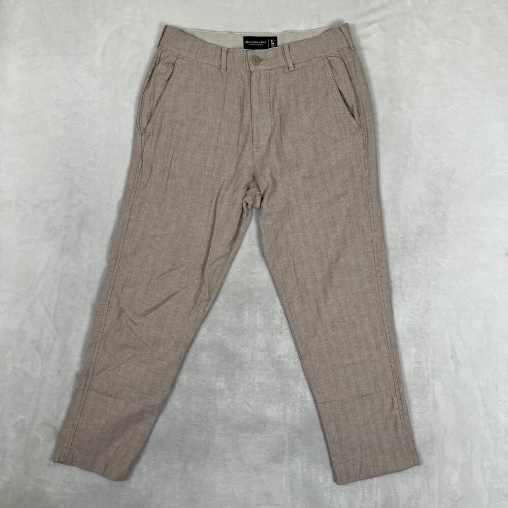 Abercrombie & Fitch Pants Mens 31x30 Beige Linen Blend Straight Stretch Chino